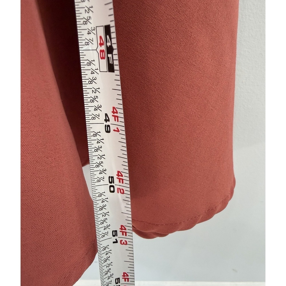 Shein Burnt Orange Maxi Dress Ruched Back Flare Sleeve Boho Style Size 6 Flowy - Picture 9 of 9